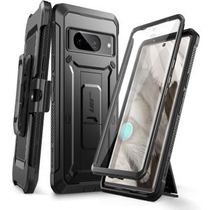 SUPCASE for Google Pixel 8A Case with Stand & Belt-Clip (Unicorn Beetle Pro), [Built-in Screen Protector] [Military-Grade Protection] Heavy Duty Rugged Kickstand Phone Case for Pixel 8A, Black