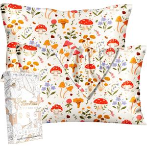 2 Pack Mulberry Silk Pillowcase for Hair and Skin - Standard Size 20 x 26 Inches with Hidden Zipper Flowering Plants 19 Momme Soft Sleeping Silk Pillow Case for Women, Moms