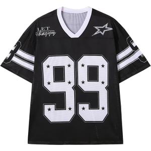 Oversized Tshirts for Men Women Graphic Tees Y2k Tops Jersey Shirts V Neck Short Sleeve Summer Fashion Clothes (M)