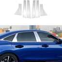 6 PCS Stainless Steel Chrome Silver Window Pillar Post Trims for Honda 11th Gen Civic 4-Door Sedan 2022 2023 2024 2025,Body Exterior Accessories,Window Center Pillar Decorative Decals