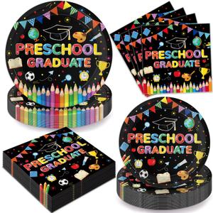 150PCS Preschool Graduation Plates and Napkins 2026 Preschool Graduation Decorations Paper Plates Kindergarten Graduation Napkins Dinnerware Kit for Kindergarten Graduation Party Decorations, Serve 50