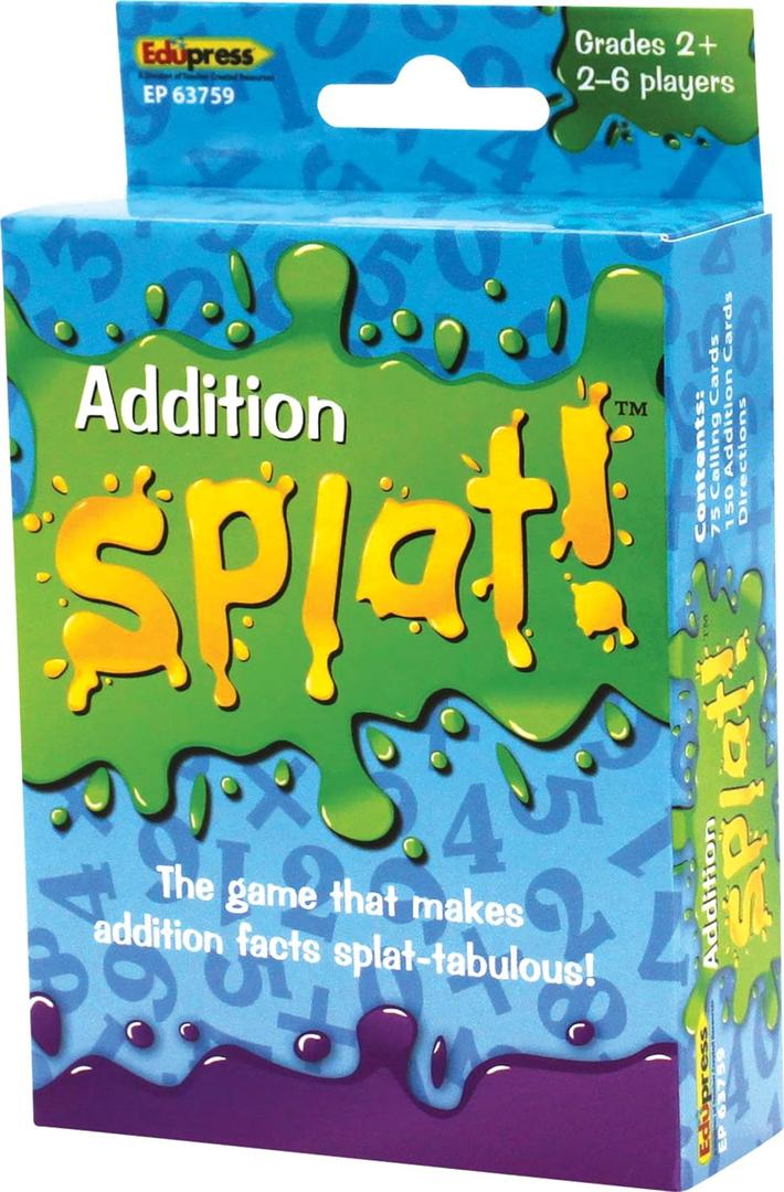 Edupress Math Splat Game: Addition Grades 2+ (EP63759), 3.5 H x 5.625 L x 2.25 W