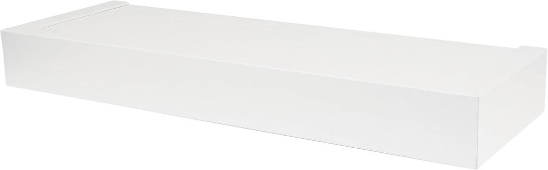 HIGH & MIGHTY 515601 Modern 18" Floating Shelf Holds up to 15lbs, Easy Tool-Free Dry Wall Installation, Flat, Retail Packaging, White