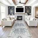 Washable 4x12 Wide Hallway Runners: Vintage Soft Runners for Living Room Bedroom Stain Resistant Carpet with Non-Slip Backing for Entryway Ktichen Ultra Thin Bathroom Carpet for Dining Room(Grey,4x12)