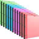 INFUN Telescoping 3 Ring Binder - 12 PCS, Flexible Round Binder with Customizable Front Cover and Clear Catalog Pocket, Holds 8.5x11 inch Paper