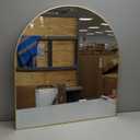 Arched Bathroom Mirror, 32x34 Inch - Wall Mounted Vanity Mirror with Aluminum Alloy Frame - Ideal for Living Room, Bedroom, Bathroom, and Entryway, Hanging or Leaning, Gold