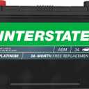 Interstate Batteries Car Battery 12V 60Ah 740CCA Group 34 AGM, Group Size 34