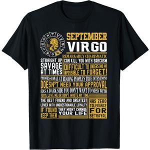 Best Born in September Virgo Facts Shirts for Mens, Womens T-Shirt, Small 