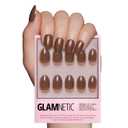 Glamnetic Press On Nails - Chocolate Brown | Opaque Muted Soft Brown Short Oval Fake Nails, Salon Quality | 15 Sizes - 30 Nail Kit