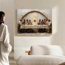 RUMSICH Last Supper canvas wall mural Jesus and Disciples wall decoration Christian painting religious poster print Christmas home decor suitable for living room prayer room church office16 x 24 inch