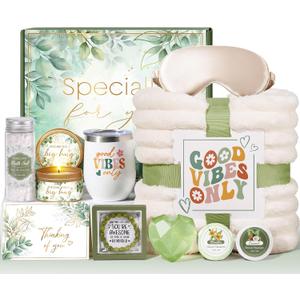 Christmas Birthday Gifts for Women Self Care Gift, Get Well Soon Gift Baskets Relaxing Spa Care Package for Women with Blanket, Unique Gift Baskets for Mom Her Wife Girlfriend Friend Sister Teacher