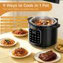 CARORI 6 Qt Electric Pressure Cooker, 9-in-1 Multi-Cooker with 12 One-Touch Presets, IMD Touchscreen, Stainless Steel Inner Pot, 24H Delay Timer, 1000W Compact Pressure Cooker, Black