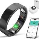 Smart Ring Health Tracker, Sleep/Exercise Monitoring, iOS/Android Compatible, IP68 Water Resistance, No Subscription Required, 5-Day Battery Life, Suitable for Both Women and Men (Black, 10)