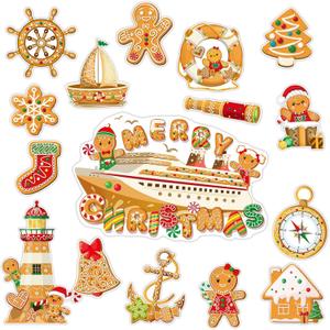 Capoda 16 Pcs Christmas Cruise Door Magnets Merry Christmas Magnets Decorations Winter Holidays Magnetic Stickers for Car Ship Xmas Holiday Refrigerator Metal Door Garage Car Decor(Gingerbread Man)