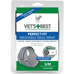 Vet's Best Washable Male Dog Diapers | Absorbent Male Wraps with Leak Protection | Excitable Urination, Incontinence, or Male Marking | Small/Medium | 1 Reusable Dog Diaper Per Pack (S/M)