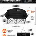 KingCamp Double Camping Chair, Oversized 880lbs Heavy Duty Loveseat XL | Portable Folding Large 2 Person Couch Padded Comfortable Two Seat with Cup Holder for Outdoor Lawn Backyard, Black