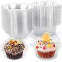HANSGO 50PCS Individual Cupcake Containers, Single Clear Cupcake Boxes Cupcake Holders Individual Cupcake Carriers with Dome Lids for Cupcake Muffin Parties