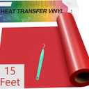 HTVRONT Heat Transfer Vinyl - 12" x 15ft Red Iron-On, Easy-Cut & Weed Vinyl for Any Shirts & Design