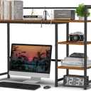 Snughome Desk Shelf, 38.6" Desktop Organizer Shelf, Desk Hutch for Computer Monitor, 4 Tier Desk Display Rack, Wood Desktop Bookshelf Storage Rack for Home Office Dorm, Rustic Brown