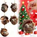 5 Piece 2D Flat Design Forest Animal Christmas Ornaments, Acrylic Woodland Creatures, Pine Cone and Acorn Hanging Decorations for Home