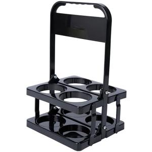 AIYoo Portable Drink Carrier,Reusable Beer Bottle Coffee Cup Holder,Beer Bottle Drink Caddy for Delivery,4 Holes Cup Holders with Handle for Catering Restaurant Travel Car,Black