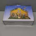 Nativity Sets for Christmas Indoor with LED Light The Real Life Naticity Scene 10-Piece Christmas Nativity Set with Resin Nativity Figures and Wooden Stable