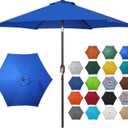 Blissun 7.5 ft Patio Umbrella, Yard Umbrella, Outdoor Market Umbrella with Push Button Tilt Crank, Royal Blue