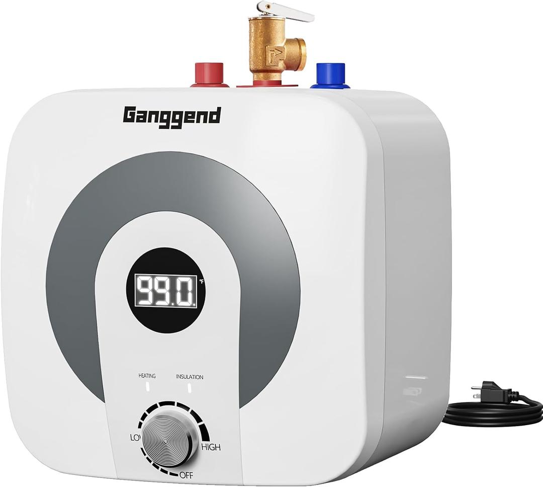 4 Gallon Under Sink Water Heater, 110V 1500W Electric Mini Tank Hot Water Heater with Digital Temp Display and Pressure Relief Valve, Compact for RV, Camper, Food Truck, Kitchen Sink, Laundry