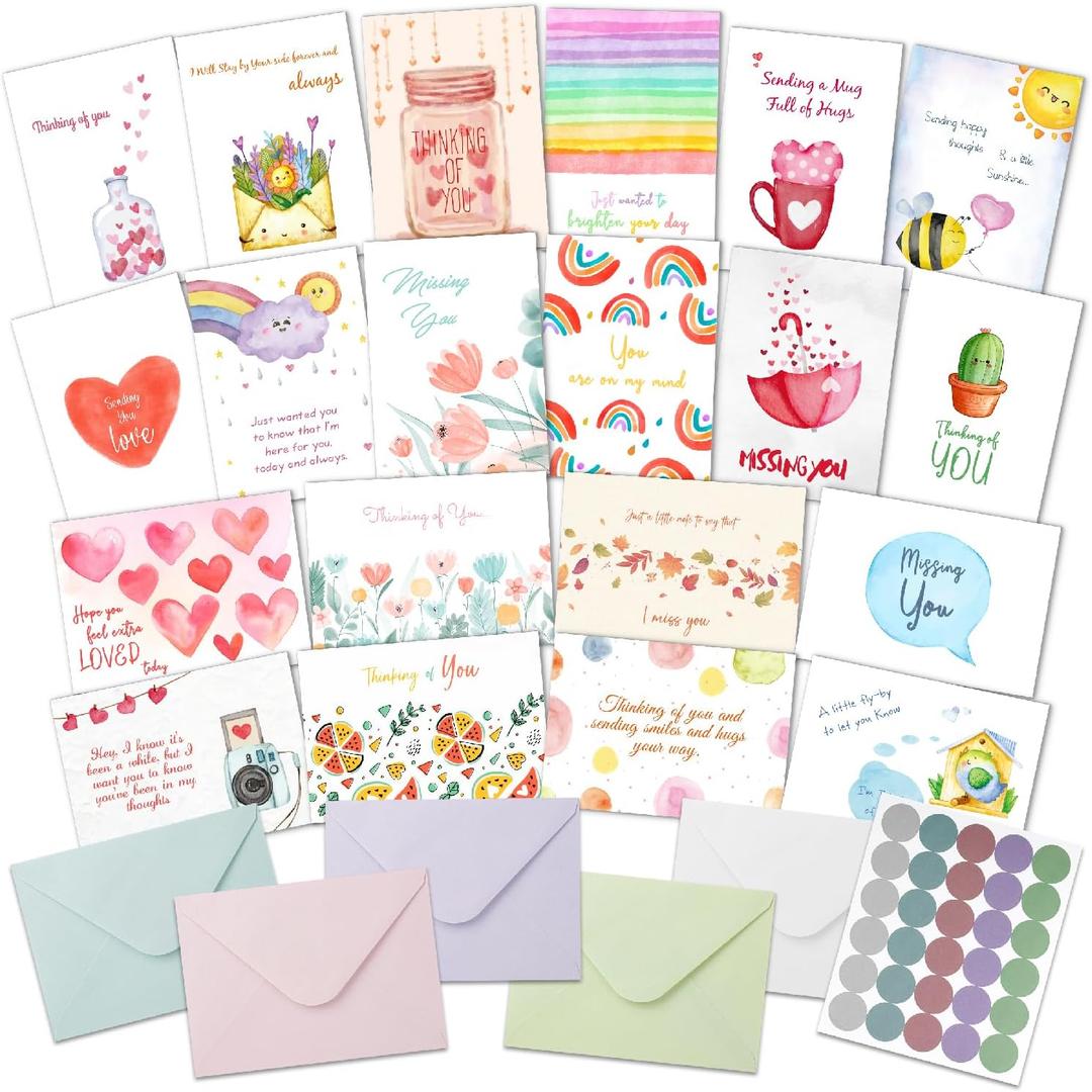 Mr. Pen- Thinking of You Cards with Envelopes, 20 Unique Designs, Large 5x7, Thinking of You Card, Blank Inside, Greeting Cards Thinking of you, Encouragement Cards, Note Cards with Envelopes (Dreamy)