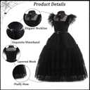 Girls Halloween Costumes Princess Kids Long Black Dress with Wig Accessories Cute Dress Up Birthday Outfits,   110 (3-4 Years)