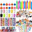 Winrayk Cat Party Favors Birthday Supplies for Kids Girls, Squishy Toy Straw Mini Bubble Wand Keychain Slap Bracelet Sticker, Classroom Pinata Filler Goodie Bag Stuffer Cat Themed Party Favors Decor