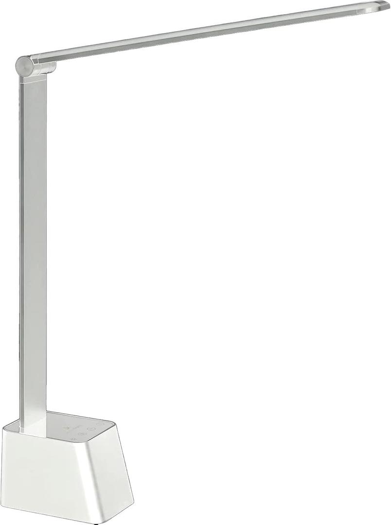 Ambertronix Rechargeable Cordless LED Desk Lamp, 5 Brightness & 5 Lighting Modes, USB Charging Port, Aluminum Arms, Portable, Dimmable, Touch Control, Auto Timer (White)