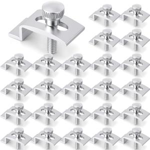 Blulu 24 Pcs T 8726 1/4 Inch Aluminum Storm Door Panel Clip Storm Window Screen Clips Screen Door Hardware(Aluminum)