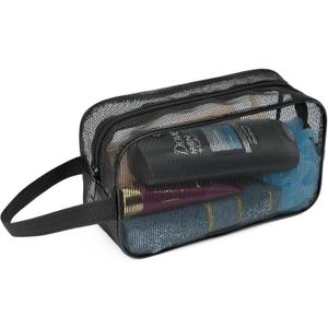 REDSINDA Mesh Shower Caddy Bag for Bathroom Gym Camping Portable Travel Mesh Toiletry Bag for Women Men (Standard Black)
