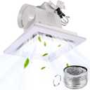 FEITON Square Bathroom Exhaust Fan with LED Light, 110 CFM 30W 4 Inch Duct, 110-220V 1.0 Sones Quiet Bathroom Ventilation Fan Light Combo Ceiling Mount