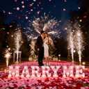Roowest Marry Me Letters Light Proposal Decorations Set Includes 7 LED 6.3" x 5.5" Romantic Marry Me Sign and 1000 Rose Petals for Proposal Engagement Wedding Decor (Pink Light, Pink and Red)