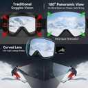 OTG Magnetic Frameless Ski Goggles, Ultra-Wide View Snowboarding Goggles,Double-pane Anti Fog Snow Goggles, Interchangeable Lens, UV400 Protection