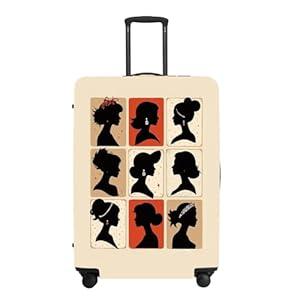Stylish Silhouette Portrait Suitcase Cover, Artistic Travel Accessories for Bags, Elastic Edge with Double Stitching, Luxury Luggage Gifts for Her