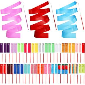 Ribbon Dancing Wands Party Favors, 78.7 Inch Artistic Gymnastics Ribbon Streamers Twirling Wands, Birthday Decorations (Bright, Multicolor)