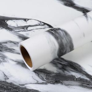 VEELIKE Black and White Liquid Marble Contact Paper 354''x32'' Wide Peel and Stick Countertops Waterproof Marble Wallpaper for Kitchen Bathroom Counter Top Covers Adhesive Renter Friendly Wallpaper