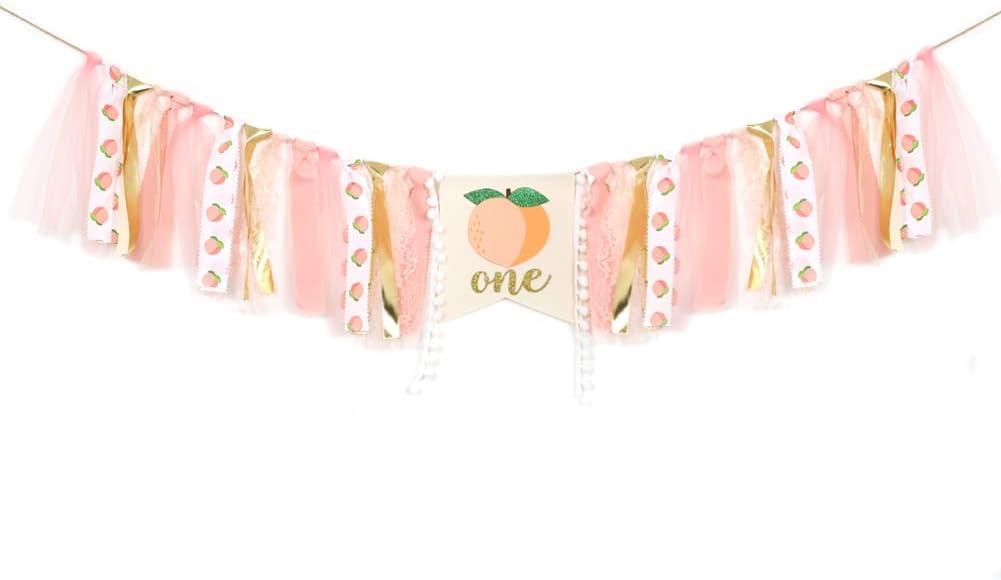 Peach Theme Baby 1st Birthday Banner - High Chair Banner, Sweet Peach Birthday Decorations, Crush Cake Photo Props Background