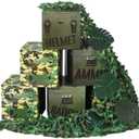 19 Pcs Camo Boxes Decor Army Party Decorations Including Camo Boxes Camo Netting and Palm Leaves for Hunting Military Army Military Enthusiasts Jungle Camo Party Birthday Party Supplies