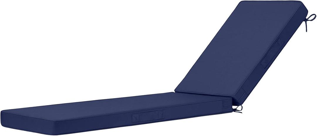 Cozyide Chaise Lounge Cushions Outdoor 72"x21"x3", Waterproof Lounge Chair Cushion with Removable Cover, Patio Chair Cushions for Outdoor Furniture with Adjustable Ties, 72"x21"x3", Navy