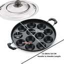 Non Stick Appam Pan,Appam Maker,12 Pits Appam Maker, Nonstick Appam Pan,Appa Chetty Paniyaram Pan Patra, (Medium Size)