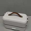 Self Cooking Electric Lunch Box, Portable Food Warmer for On-the-Go,Mini Rice Cooker 2 Layers 800ML Heated Lunch Box for Home Office Cook Food White