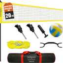 Outdoor Portable Volleyball Net System - Adjustable Height Poles with Soft Volleyball Ball, Pump, Hammer, Boundary Line, and Carry Bag for Backyard, Beach, Lawn (20FT Lemon Yellow)