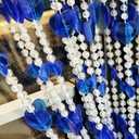 ave split Beaded Curtain Doorways Acrylic Hanging Heart Shape Door Beads String Curtains Tassel Room Divider Screen Decor for Doorway Window Living Room Wedding (043heart Blue, 39 inch x 78.7 inch)