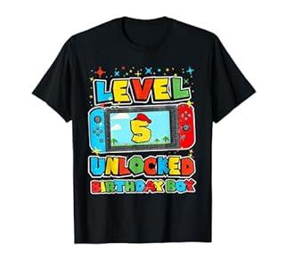 Level 5 Unlocked Birthday Boy Happy 5th Birthday Videos Game TShirt Youth S
