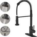 VOTON Black Kitchen Faucet with Pull Down Sprayer Pull Out Kitchen Sink Faucet Stainless Steel Commercial Spring Farmhouse faucets for Kichen Sink Camper Laundry Utility Rv Bar Sink Faucet, Black