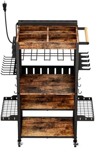 CasaDolce Heavy-Duty Power Tool Organizer with Charging Station, Premium Thickened Wood Panels, Tool Organizer 5 Layers + 5 Side Hooks Lntegrated Design Tool Organizers and Storage